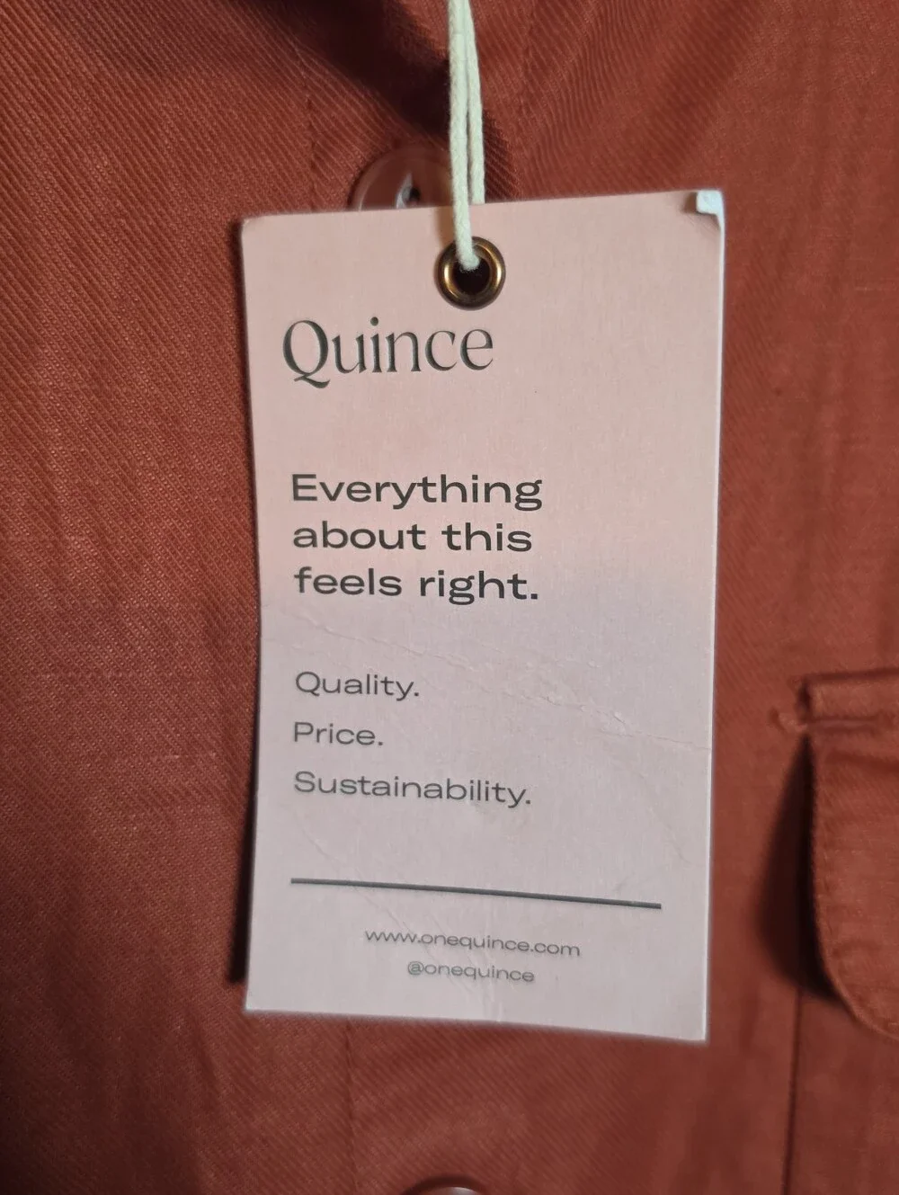 ​NWT Quince Cotton Linen Twill Coverall Jumpsuit Rust Red Utility Boiler Suit S